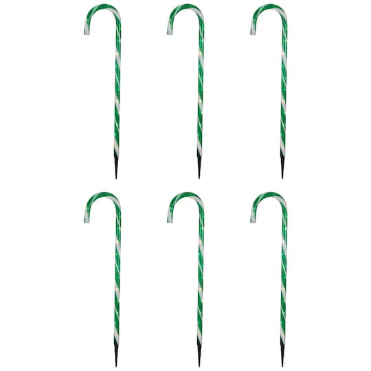 Northlight 28" Pre-Lit Green & White Lighted Candy Cane Outdoor Christmas Pathway Markers, 6ct. | Michaels®